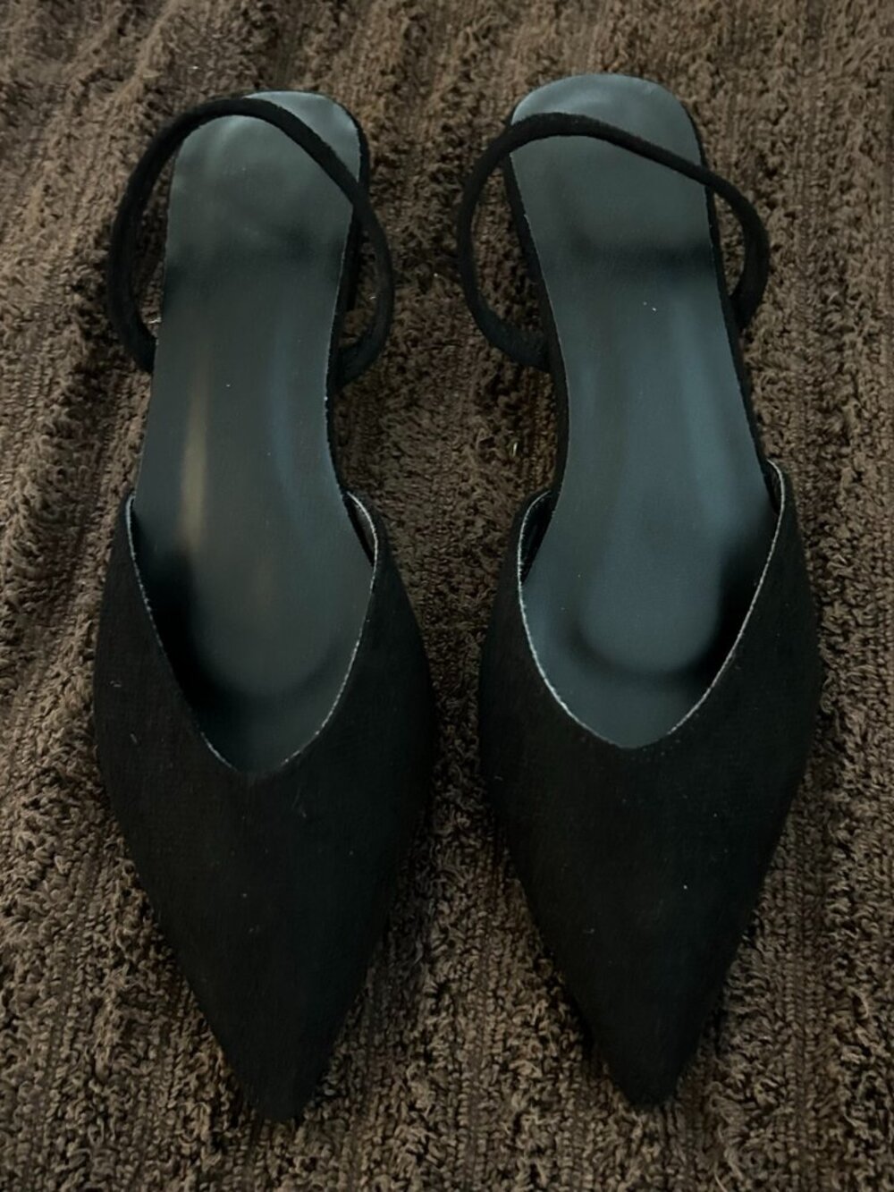 Black Pointed-Toe Slingback Low Block Heels – EU 36, US 5